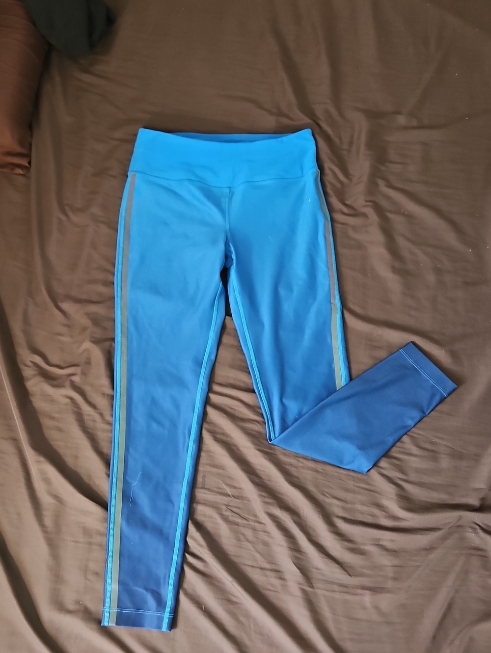 MPG Bright Blue Leggings with Teal Side Stripe
